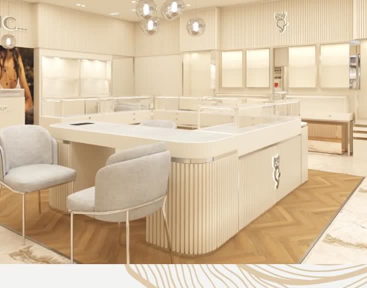 So Chic teşhir adası ve oturma alanı